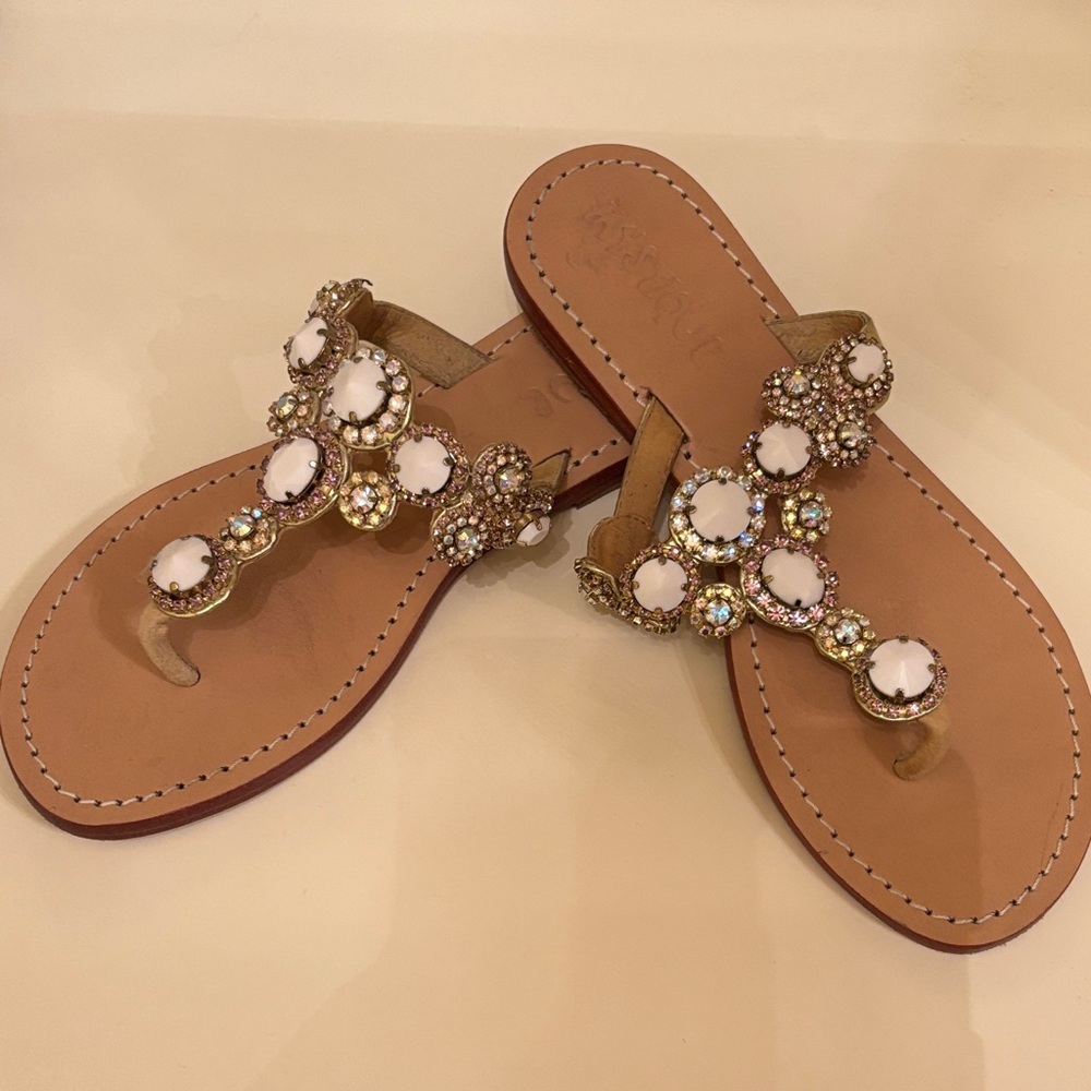 Mystique Boutique Gold and Cream Sandals